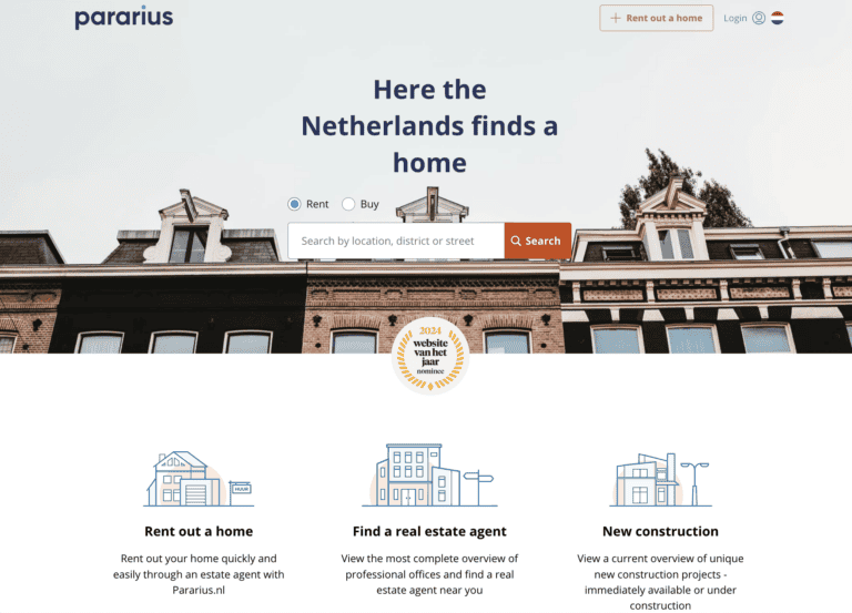 Pararius housing search tool in The Netherlands